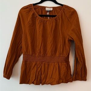 Universal Thread Rust Peplum 3/4 Sleeve Blouse